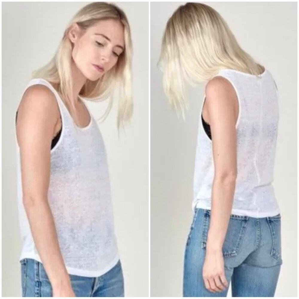 Anine Bing White Sheer Tank Top
